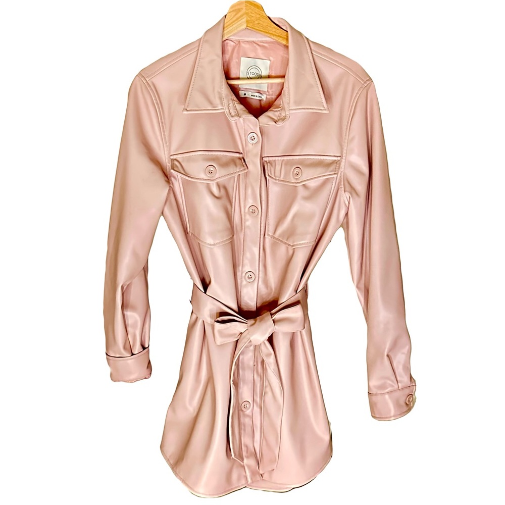 Stoosh Faux Leather Blush Pink Dress Shirt Jacket M